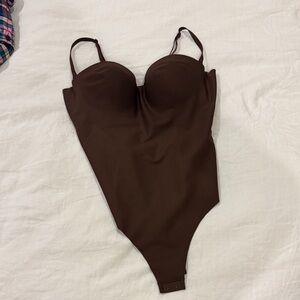 SKIMS Brown Scoop sculpted Neck Bodysuit